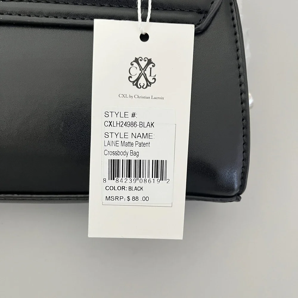CXL Christian Lacroix Crossbody Bag Women's Small Black Laine Matte Patent - Picture 4 of 6